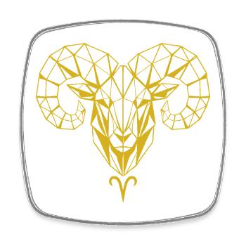 Geometric Goldram Skull - Square fridge magnet - white - Front