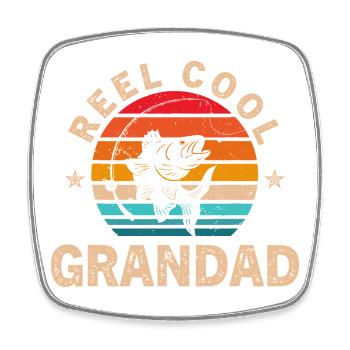 Grand-père Rétro Reel - Magnet carré - blanc - Devant