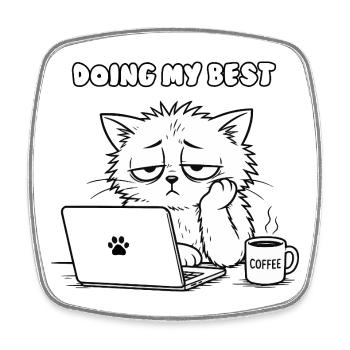 Feline Office Motivation - Square fridge magnet - white - Front