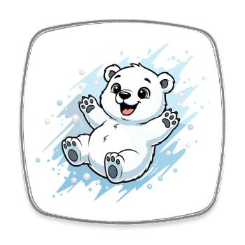 Fröhlicher Polarbär Spritzer - Viereckiger Kühlschrankmagnet - Weiß - Vorne
