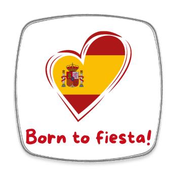 Spanien Herz Flagge Born to Fiesta - Viereckiger Kühlschrankmagnet - Weiß - Vorne