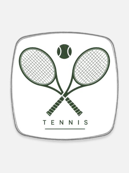 Conception de raquette de tennis croisée - Magnet carré - blanc