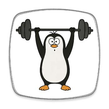 Pinguin Workout Gewichtheber Fitness Gym  - Viereckiger Kühlschrankmagnet - Weiß - Vorne