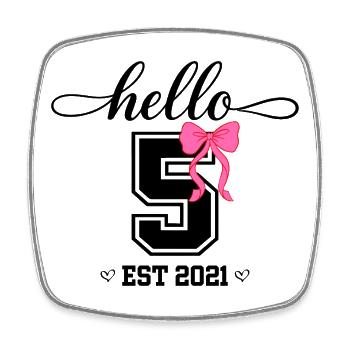 Bonjour 5 Est 2021 Girl Birthday Design - Magnet carré - blanc - Devant