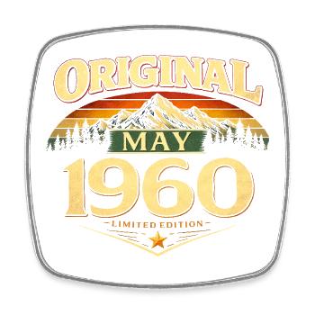 66. Geburtstag Geschenk Original Mai 1960 - Viereckiger Kühlschrankmagnet - Weiß - Vorne