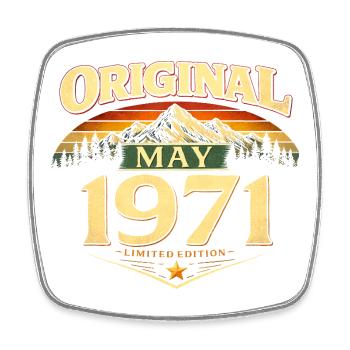 Cadeau du 55e anniversaire Original mai 1971 - Magnet carré - blanc - Devant