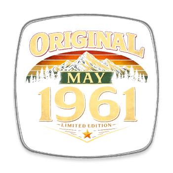 Cadeau du 65e anniversaire Original mai 1961 - Magnet carré - blanc - Devant