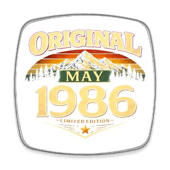 Cadeau de 40e anniversaire Original mai 1986 - Magnet carré - blanc - Devant
