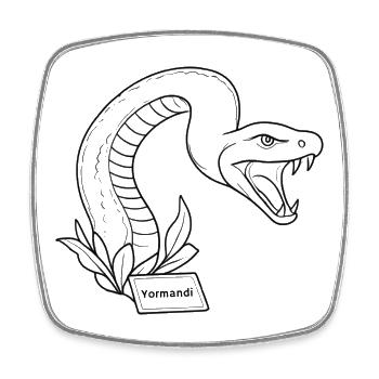 Cobra Crest Line Art with Foliage - Square fridge magnet - white - Front