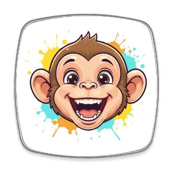Cheerful monkey with paint splashes - Square fridge magnet - white - Front