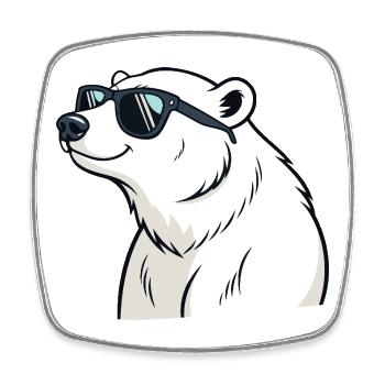 Cooler Eisbär mit Brille - Viereckiger Kühlschrankmagnet - Weiß - Vorne