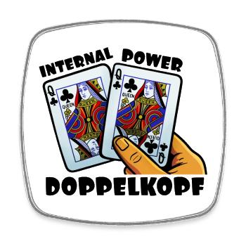 Doppelkopf: Geistige Stärke - Viereckiger Kühlschrankmagnet - Weiß - Vorne