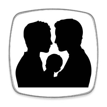 Silhouette familiale Les parents Enfants aiment ensemble - Magnet carré - blanc - Devant