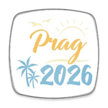 Prag 2026 - Viereckiger Kühlschrankmagnet - Weiß - Vorne