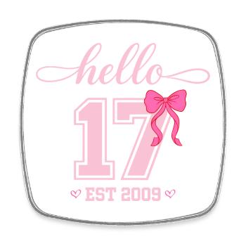 Bonjour 17 Est 2009 Girl Birthday Design - Magnet carré - blanc - Devant