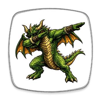 Serious Dabbing Dragon - Square fridge magnet - white - Front