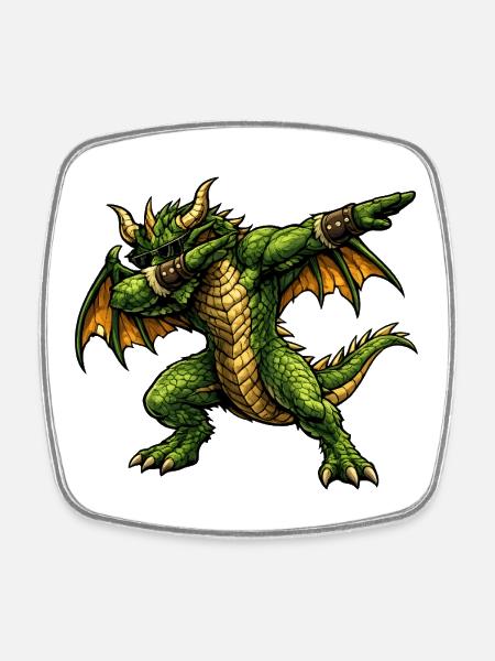 Serious Dabbing Dragon - Square fridge magnet - white