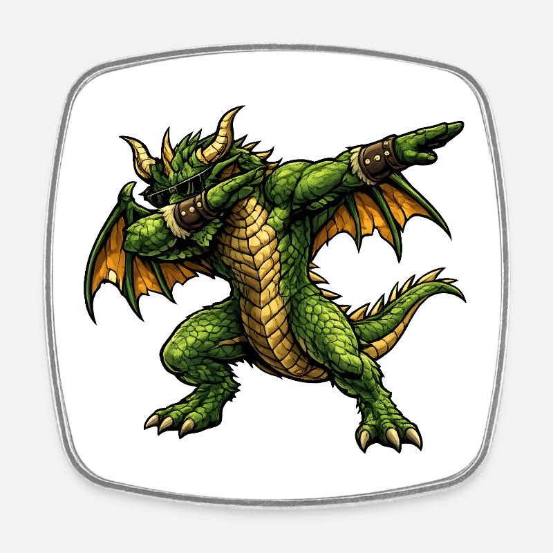 Serious Dabbing Dragon - Square fridge magnet - white