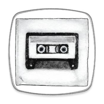 Cassette - hand carved artwork - Square fridge magnet - white - Front