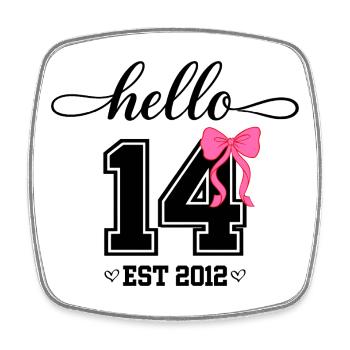 Hello 14 Est 2012 Mädchen Geburtstag Design - Viereckiger Kühlschrankmagnet - Weiß - Vorne