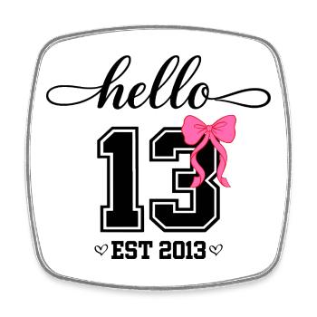 Hello 13 Est 2013 Mädchen Geburtstag Design - Viereckiger Kühlschrankmagnet - Weiß - Vorne
