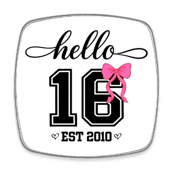 Bonjour 16 Est 2010 Girl Birthday Design - Magnet carré - blanc - Devant