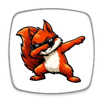 Dabbing Rotes Eichhörnchen - Viereckiger Kühlschrankmagnet - Weiß - Vorne