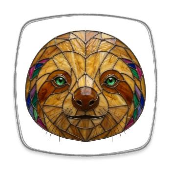 Stained Glass Sloth Mosaic Illustration - Square fridge magnet - white - Front