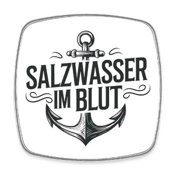 Salzwasser im Blut: Anker-Logo - Viereckiger Kühlschrankmagnet - Weiß - Vorne