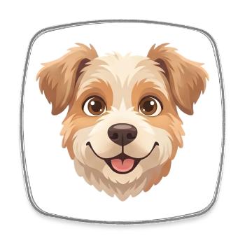 Niedliches, glückliches Cartoon-Hundegesicht Illustration - Viereckiger Kühlschrankmagnet - Weiß - Vorne