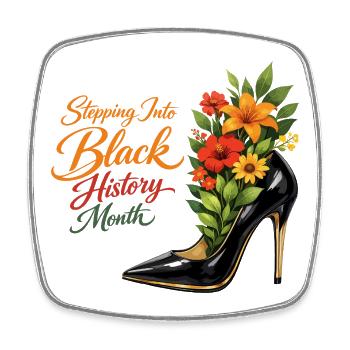 Stepping Into Black History Month High Heel Flowers - Square fridge magnet - white - Front