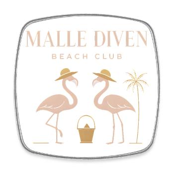 Malle Diven Beach Club Flamingo Mallorca Party - Square fridge magnet - white - Front