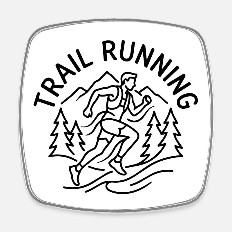 trail running - Square fridge magnet - white