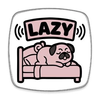 Lazy Pug Dog Bed Introvert - Square fridge magnet - white - Front