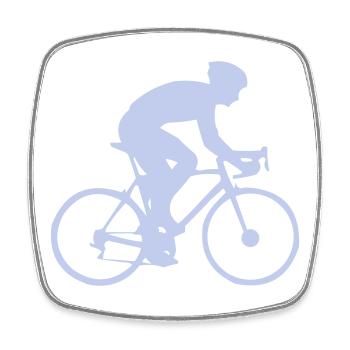 Cyclist silhouette in pastel blue - Square fridge magnet - white - Front