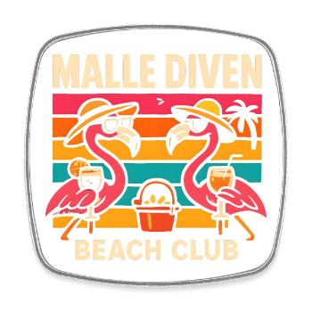 Malle Diven Beach Club Flamingo Mallorca Party - Magnet carré - blanc - Devant