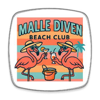 Malle Diven Beach Club Flamingo Mallorca Party  - Viereckiger Kühlschrankmagnet - Weiß - Vorne