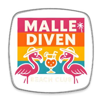 Malle Diven Beach Club Flamingo Mallorca Party  - Viereckiger Kühlschrankmagnet - Weiß - Vorne