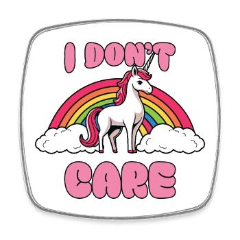 Unicorn Rainbow Saying I Don't Care Unicorn - Square fridge magnet - white - Front