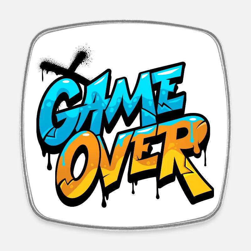 Game Over Graffiti Glow - Square fridge magnet - white