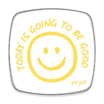 Yes Girl Smile Handzeichnung Gelb - today good - Viereckiger Kühlschrankmagnet - Weiß - Vorne