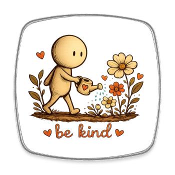 The Little Thought | Be Kind | Floral Shirt - Square fridge magnet - white - Front