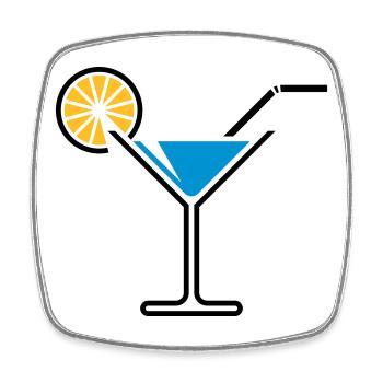 Cocktail / Cocktailglas / Martini + (Hellblau) - Viereckiger Kühlschrankmagnet - Weiß - Vorne