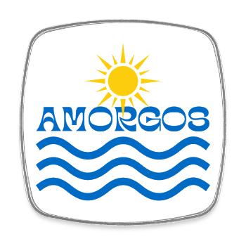 Amorgos Sun Waves  - Square fridge magnet - white - Front