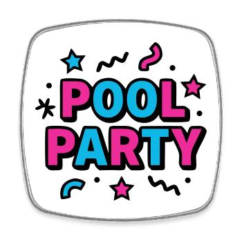 Pool Party 90er Schriftzug - Viereckiger Kühlschrankmagnet - Weiß - Vorne