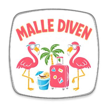 Malle Divas On Tour Women's Flamingo Mallorca Party - Square fridge magnet - white - Front