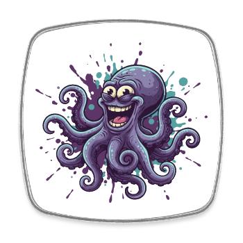 Happy Ink Octopus Graffiti - Square fridge magnet - white - Front