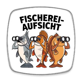  Fischerei Aufsicht Lustige Fische Mit Fernglas - Viereckiger Kühlschrankmagnet - Weiß - Vorne