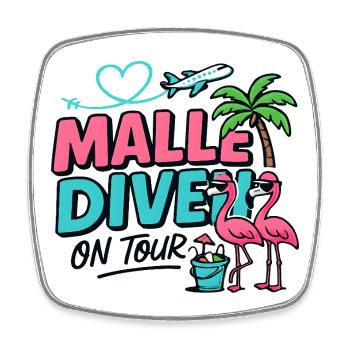 Malle Divas On Tour Women's Flamingo Mallorca Party - Square fridge magnet - white - Front