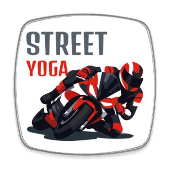 Street Yoga aka Motorcycling - Square fridge magnet - white - Front